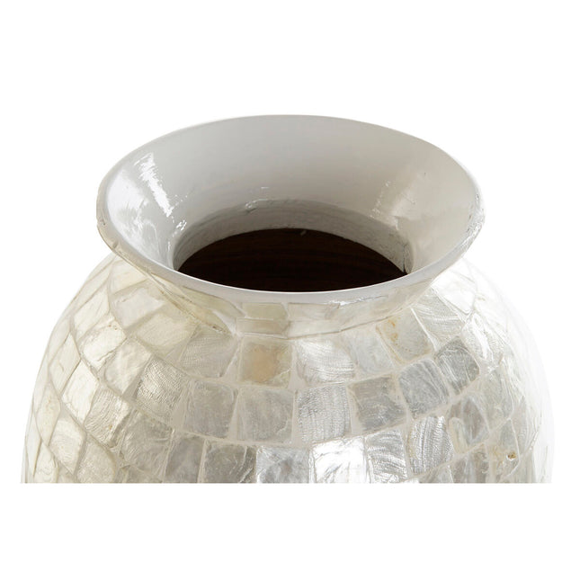 Vase DKD Home Decor Weiß Bambus Perlmutt Mediterraner 23 x 23 x 41,5 cm