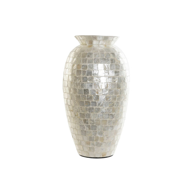 Vase DKD Home Decor Weiß Bambus Perlmutt Mediterraner 23 x 23 x 41,5 cm