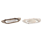 Tablett für Snacks DKD Home Decor 47,5 x 26,5 x 5 cm Spiegel Gold Weiß Harz Dunkelbraun Neoklassisch (2 Stück)