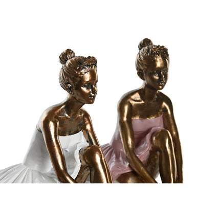Deko-Figur DKD Home Decor 12 x 9,5 x 15,5 cm Rosa Weiß Ballett-Tänzerin (2 Stück)