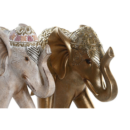 Deko-Figur DKD Home Decor 24 x 8 x 19 cm Elefant Beige Gold Kolonial (2 Stück)