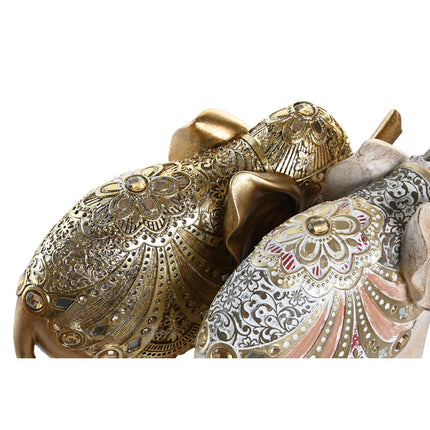 Deko-Figur DKD Home Decor 24 x 8 x 19 cm Elefant Beige Gold Kolonial (2 Stück)