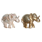 Deko-Figur DKD Home Decor 24 x 8 x 19 cm Elefant Beige Gold Kolonial (2 Stück)