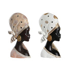 Deko-Figur DKD Home Decor 18 x 10,5 x 33 cm Beige Gold Braun Weiß Kolonial Afrikanerin (2 Stück)