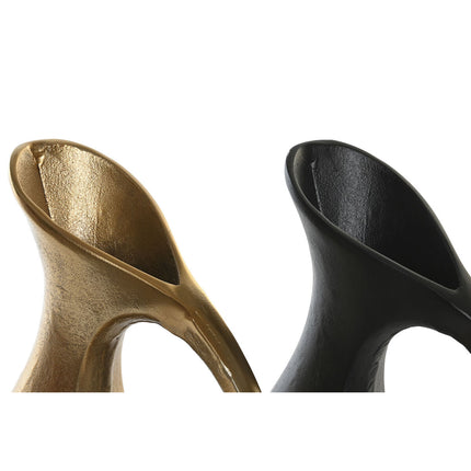 Vase DKD Home Decor 24 x 11 x 42 cm Schwarz Gold Aluminium Moderne (2 Stück)