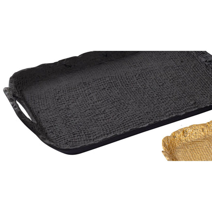 Tablett für Snacks DKD Home Decor 36 x 21 x 4,5 cm Schwarz Gold Aluminium Moderne (2 Stück)
