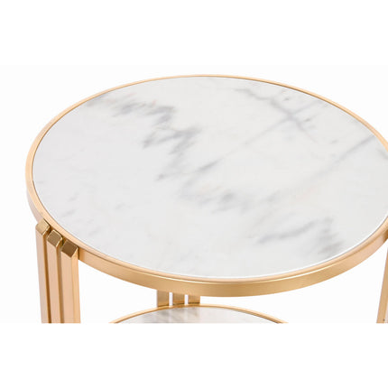 Beistelltisch DKD Home Decor 49 x 49 x 50 cm Gold Metall Weiß Marmor