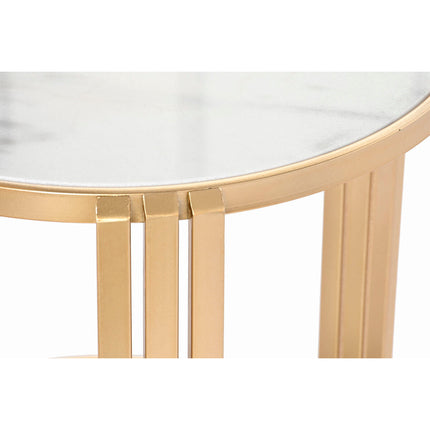 Beistelltisch DKD Home Decor 49 x 49 x 50 cm Gold Metall Weiß Marmor