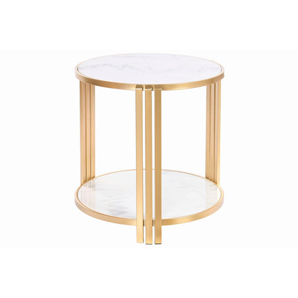 Beistelltisch DKD Home Decor 49 x 49 x 50 cm Gold Metall Weiß Marmor