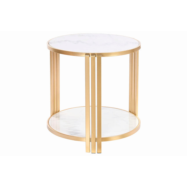 Beistelltisch DKD Home Decor 49 x 49 x 50 cm Gold Metall Weiß Marmor