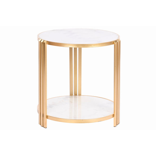 Beistelltisch DKD Home Decor 49 x 49 x 50 cm Gold Metall Weiß Marmor