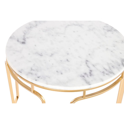Beistelltisch DKD Home Decor 60 x 60 x 44,5 cm Gold Metall Weiß Marmor