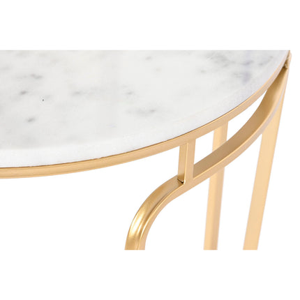 Beistelltisch DKD Home Decor 60 x 60 x 44,5 cm Gold Metall Weiß Marmor