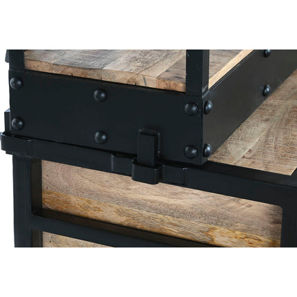 Regal DKD Home Decor 75 x 47 x 220 cm 79 x 48 x 220 cm natürlich Schwarz Metall Mango-Holz