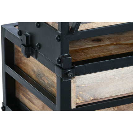 Regal DKD Home Decor 75 x 47 x 220 cm 79 x 48 x 220 cm natürlich Schwarz Metall Mango-Holz