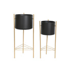 Satz Blumentöpfe DKD Home Decor Schwarz Gold Metall 30 x 30 x 70 cm