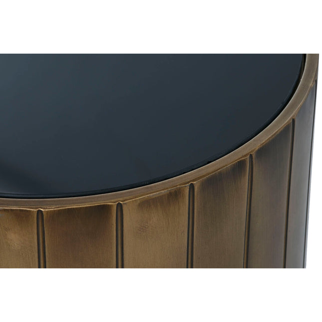 Satz mit 2 Tischen DKD Home Decor 51 x 51 x 55 cm Kristall Schwarz Gold Metall