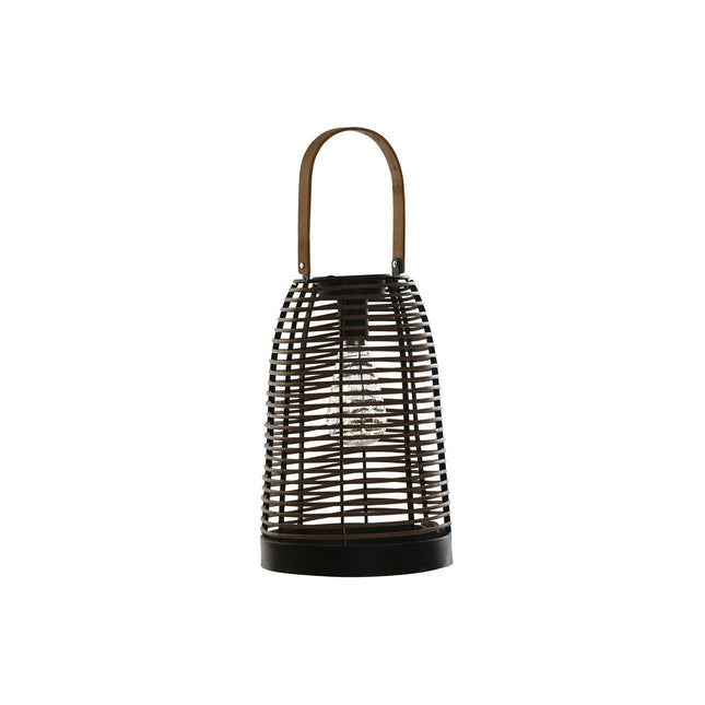 Solarlampe DKD Home Decor 20 x 20 x 45 cm Schwarz Braun Rattan Bambus