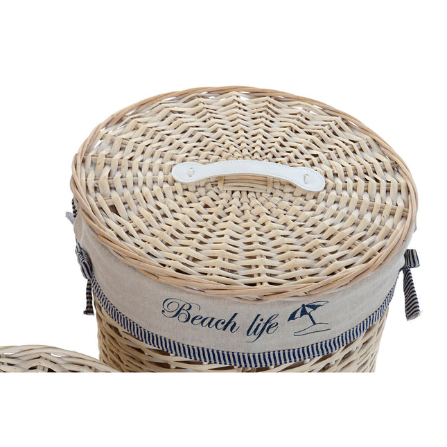 Korb-Set DKD Home Decor 47 x 47 x 56 cm Beige Blau 3 Stücke Spiralen