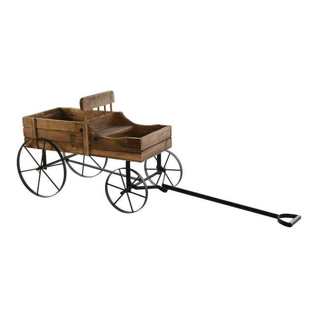 Gartenwagen DKD Home Decor 60 x 31 x 57 cm Tanne Schwarz Metall Dunkelbraun Recyceltes Holz Cottage