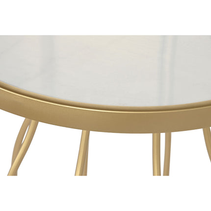 Beistelltisch DKD Home Decor 49 x 49 x 60,5 cm Gold Metall Tafel Weiß