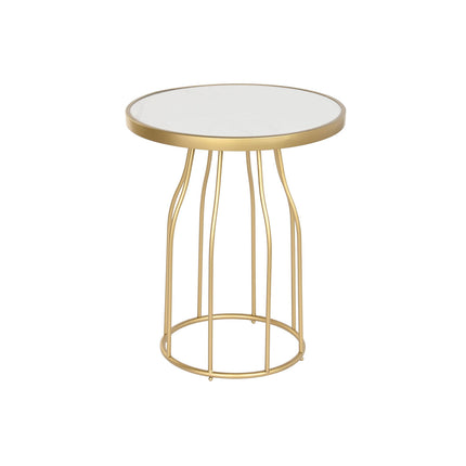 Beistelltisch DKD Home Decor 49 x 49 x 60,5 cm Gold Metall Tafel Weiß