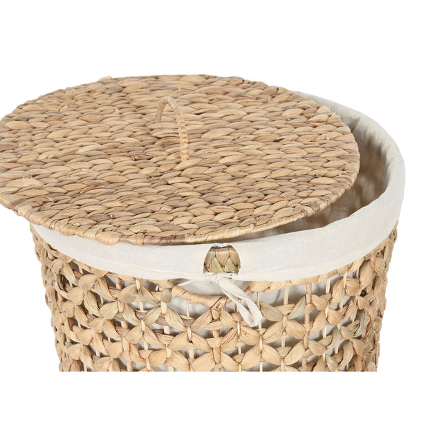 Korb für schmutzige Wäsche DKD Home Decor natürlich Braun Weiß Tropical 40 x 40 x 58 cm