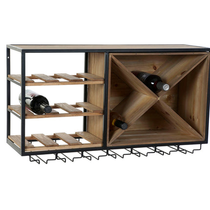 Flaschenregal DKD Home Decor 80 x 24 x 44 cm Tanne natürlich Schwarz Metall Braun Holz MDF
