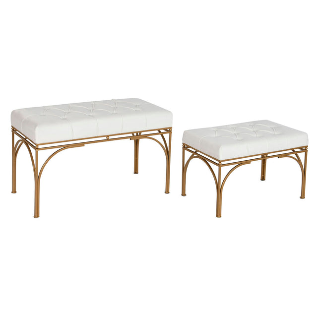 Hocker DKD Home Decor Weiß Metall 80 x 40 x 48 cm (2 Stück)