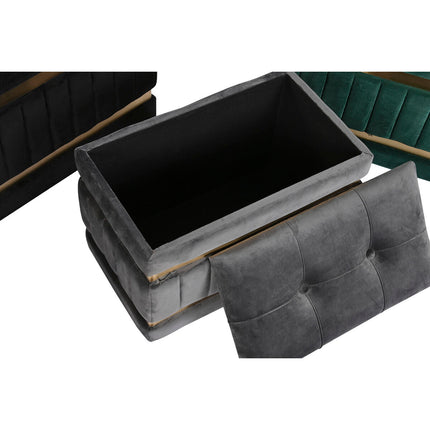 Hocker DKD Home Decor Schwarz Gold grün Dunkelgrau Holz MDF 70 x 40 x 43 cm