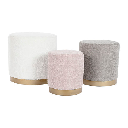 Fußstütze DKD Home Decor Rosa Gold Braun Weiß 48 x 48 x 45 cm Holz MDF