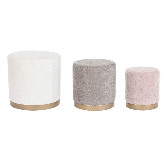 Fußstütze DKD Home Decor Rosa Gold Braun Weiß 48 x 48 x 45 cm Holz MDF