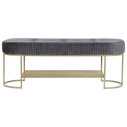 Hocker DKD Home Decor Grau Gold Metall 120 x 40 x 45 cm