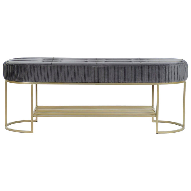 Hocker DKD Home Decor Grau Gold Metall 120 x 40 x 45 cm