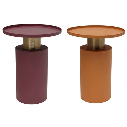 Beistelltisch DKD Home Decor Orange Magenta Gold Eisen 36 x 36 x 46 cm (2 Stück)