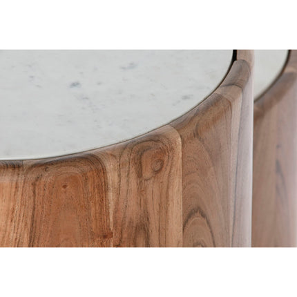 Set mit 3 Tischen DKD Home Decor Marmor Akazienholz 75 x 75 x 25 cm
