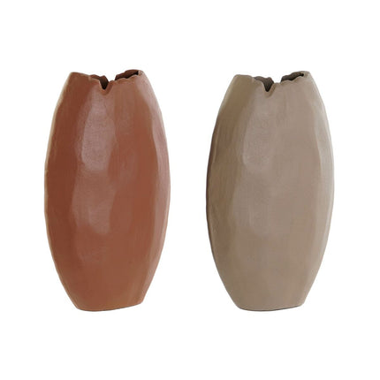 Vase DKD Home Decor Beige Terrakotta Aluminium 18 x 10 x 30 cm (2 Stück)