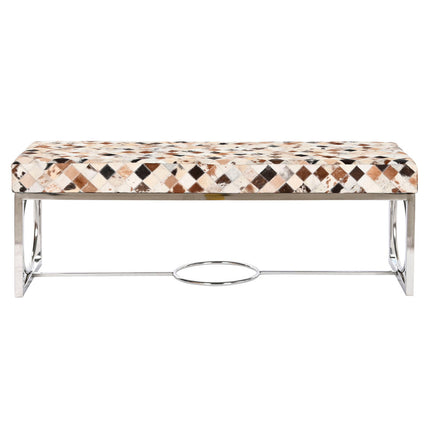 Hocker DKD Home Decor Braun Beige Silberfarben Camel Stahl 122 x 41 x 44 cm