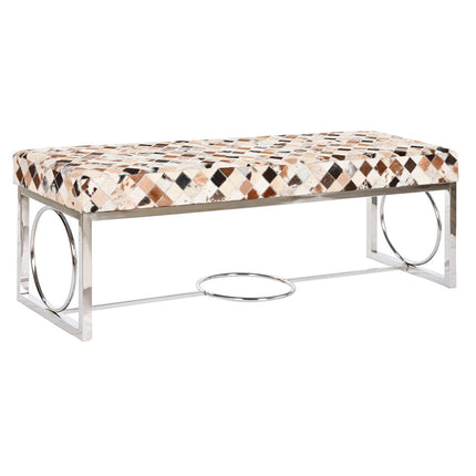 Hocker DKD Home Decor Braun Beige Silberfarben Camel Stahl 122 x 41 x 44 cm