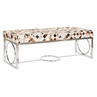 Hocker DKD Home Decor Braun Beige Silberfarben Camel Stahl 122 x 41 x 44 cm