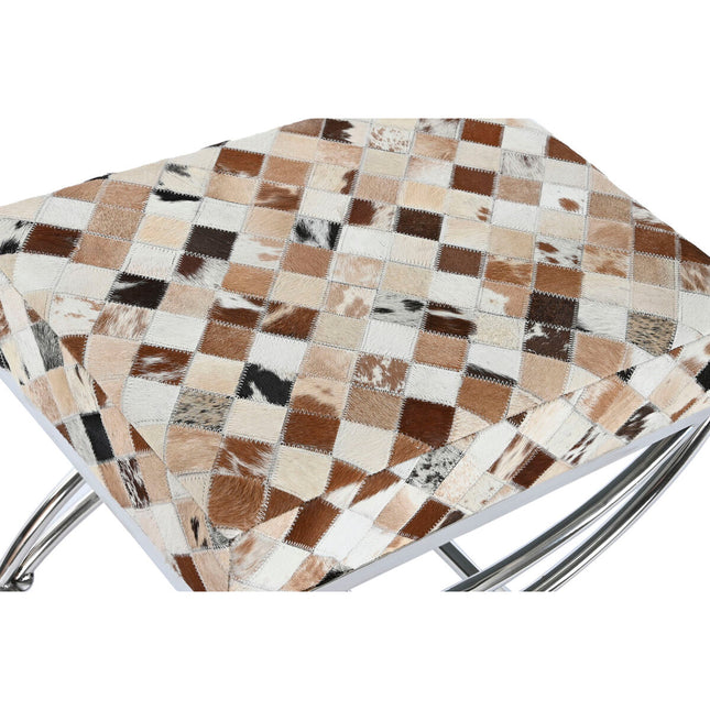 Hocker DKD Home Decor Braun Beige Silberfarben Camel Stahl 53 x 40 x 43 cm