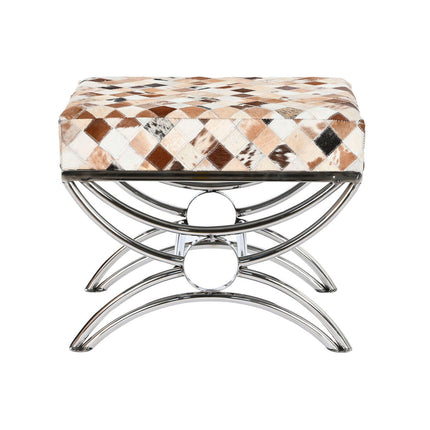 Hocker DKD Home Decor Braun Beige Silberfarben Camel Stahl 53 x 40 x 43 cm