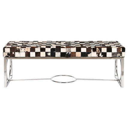 Hocker DKD Home Decor Creme Silberfarben Dunkelbraun Stahl 122 x 41 x 44 cm