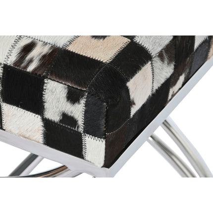 Hocker DKD Home Decor Braun Creme Silberfarben Dunkelbraun Stahl 53 x 40 x 43 cm