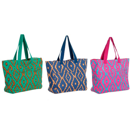 Strandtasche DKD Home Decor Blau grün Orange Pink 55 x 14 x 35 cm (3 Stück)