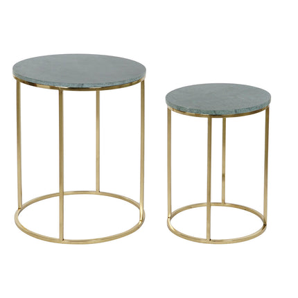 Satz mit 2 Tischen DKD Home Decor grün Gold Aluminium Marmor 46 x 46 x 58 cm