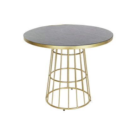 Esstisch DKD Home Decor 90 x 90 x 75,5 cm Schwarz Gold Marmor Eisen