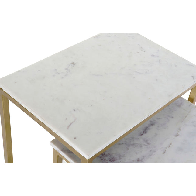 Set mit 3 Tischen DKD Home Decor 50 x 35 x 60 cm Gold Weiß Marmor Eisen