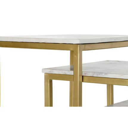 Set mit 3 Tischen DKD Home Decor 50 x 35 x 60 cm Gold Weiß Marmor Eisen