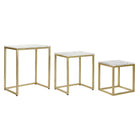 Set mit 3 Tischen DKD Home Decor 50 x 35 x 60 cm Gold Weiß Marmor Eisen